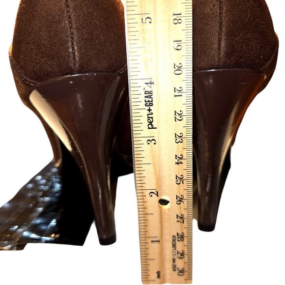 M.P.S. 9 Brown Women's Suede 4 Inch High Heel Ankle Boot Stiletto Shoes - Picture 3 of 7